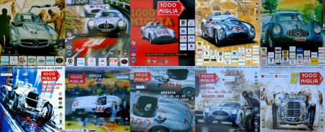 Set of 10 original Mille Miglia Posters 1994 - 2007